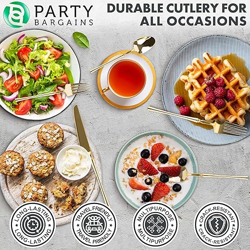 Miniatura 6 de PARTY BARGAINS Cuchillos desechables de plástico dorado, utensilios de diseño moderno infinito, paquete de 20