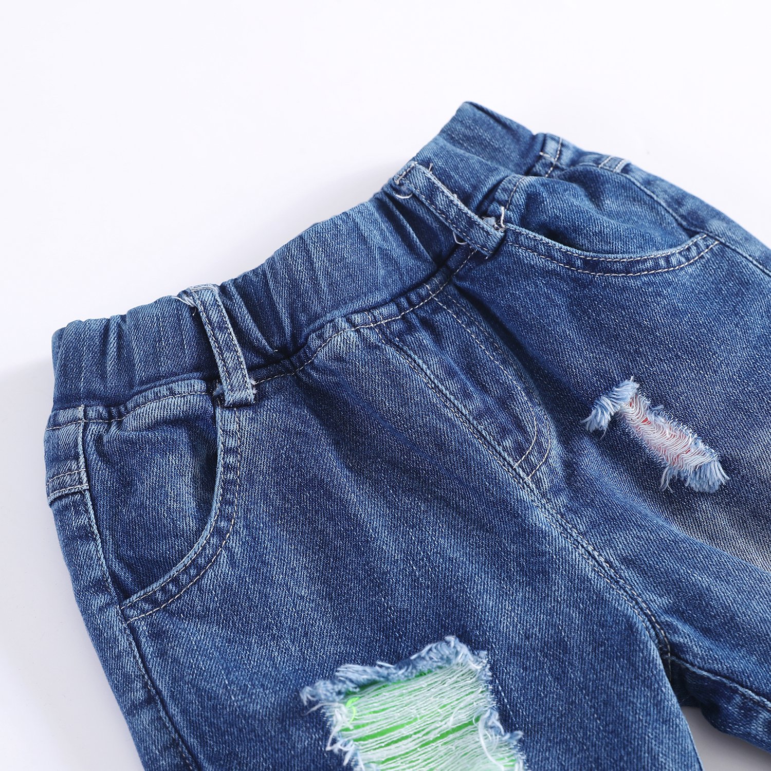 KIDSCOOL SPACE Vaquero rasgado Para bebé, Pantalones de mezclilla desgastados Con Cintura elástica Para niños pequeños