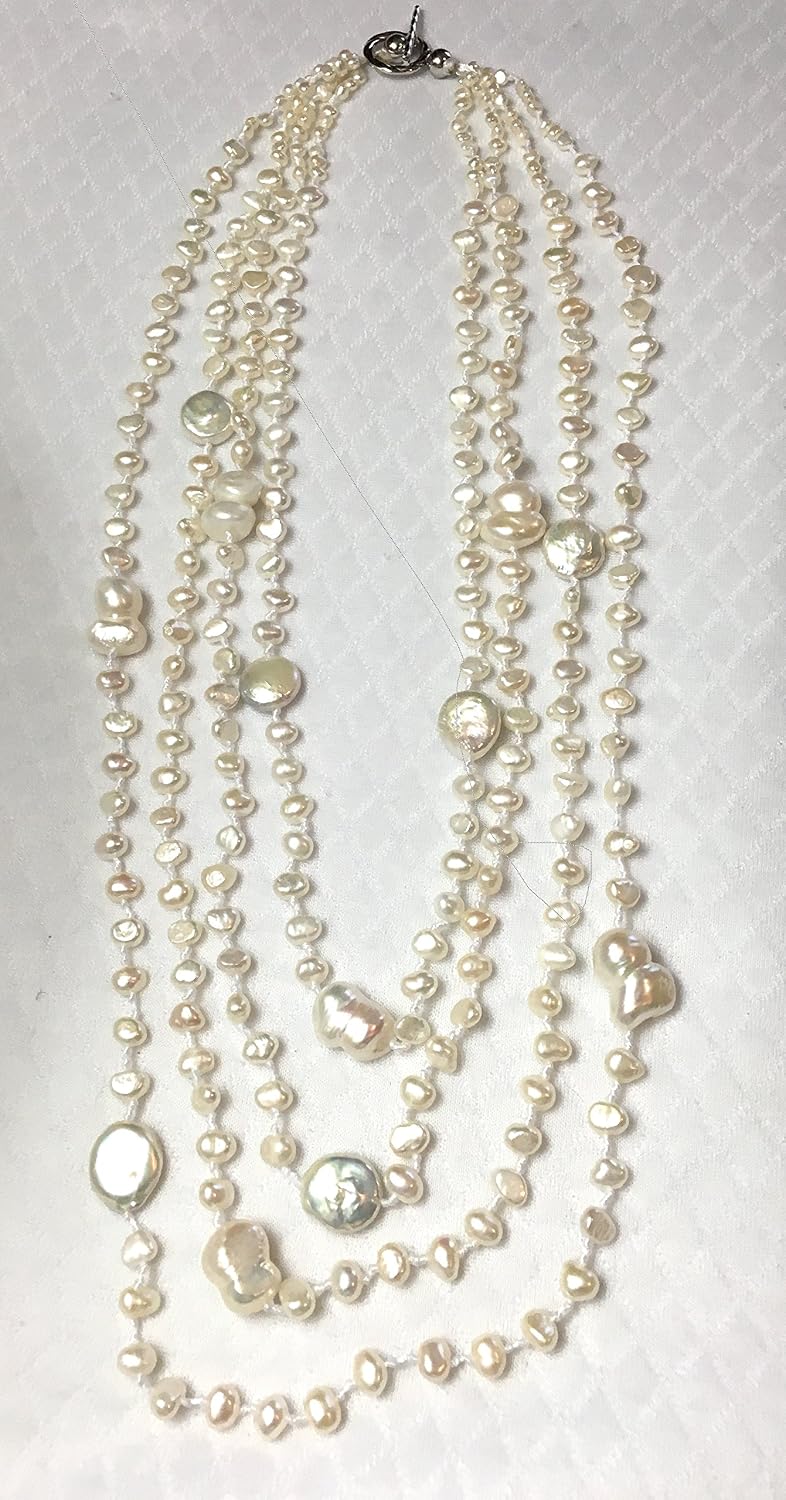 HinsonGayle 4-Strand Handwoven Ultra-Iridescent Freshwater Cultured Pearl Necklace