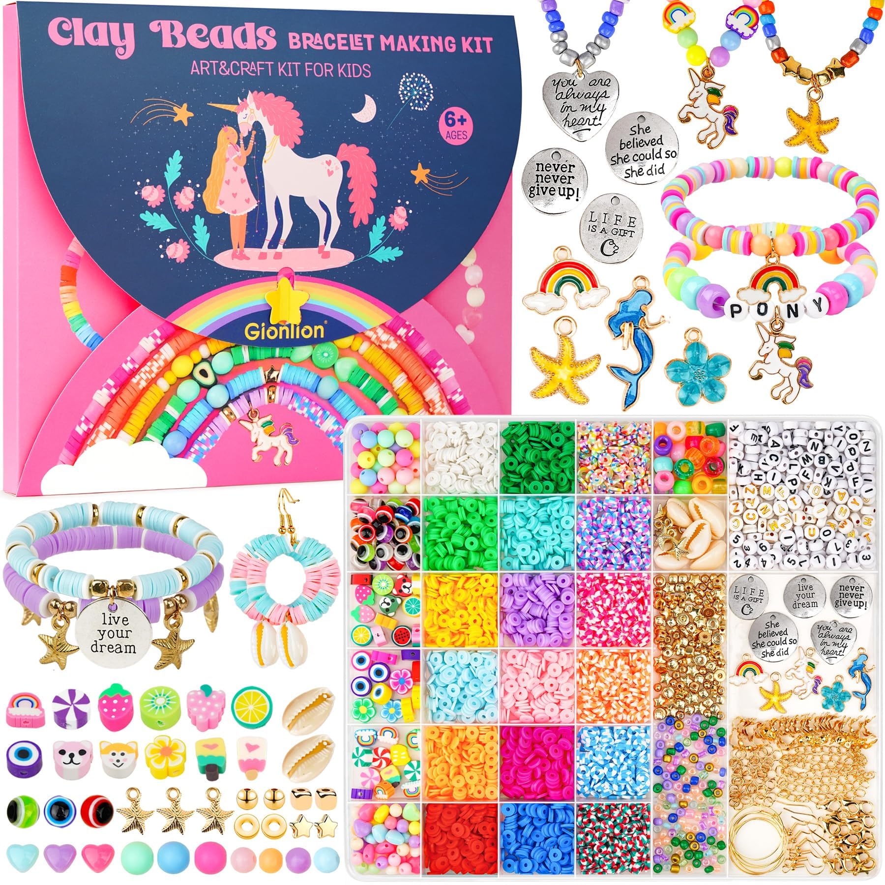 Gionlion unicorn mermaid bracelet making kit for girls | Mubboo
