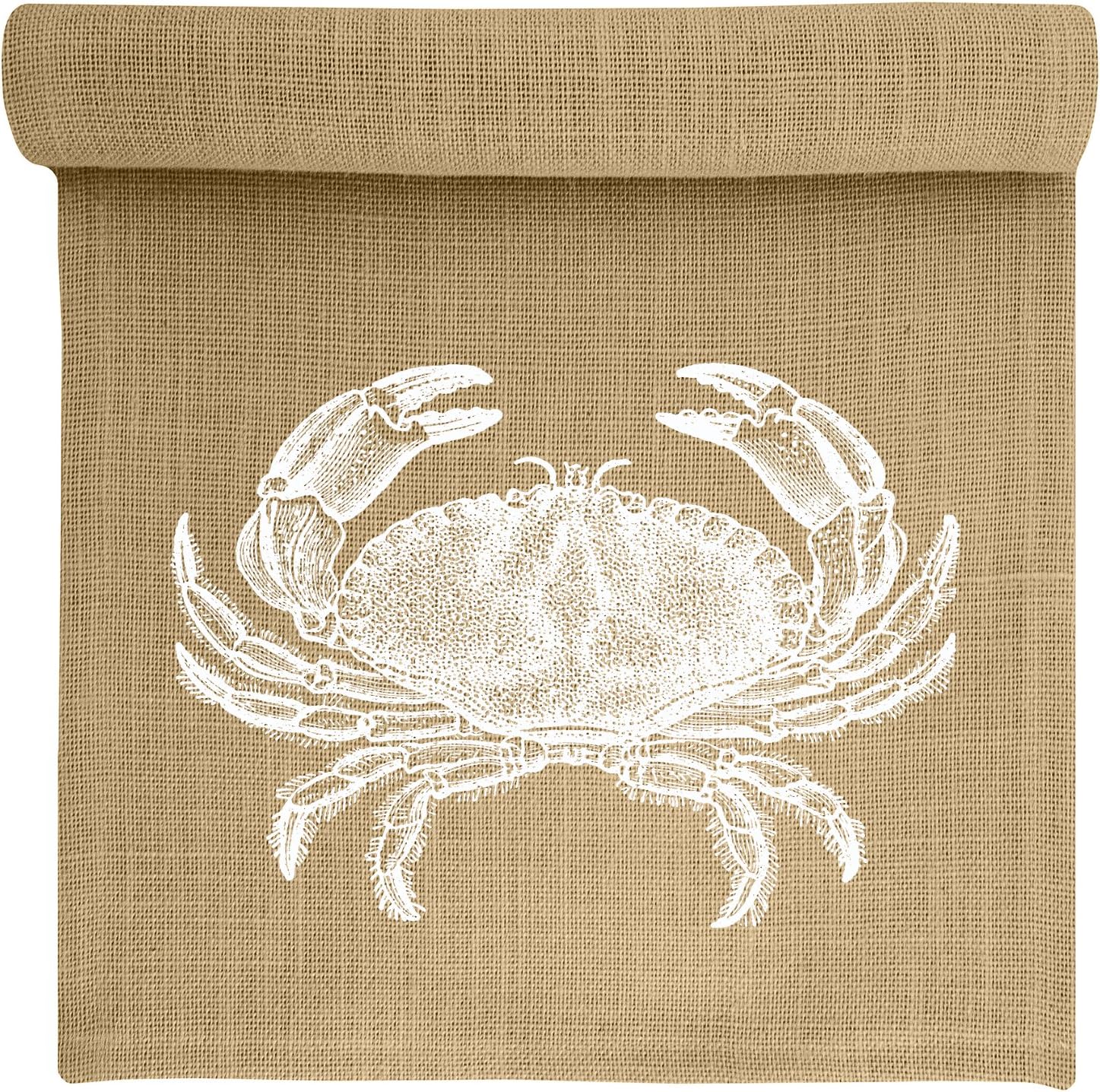Crab Burlap Table Runner by TheWatsonShop, 72" Coastal Beach House Runner