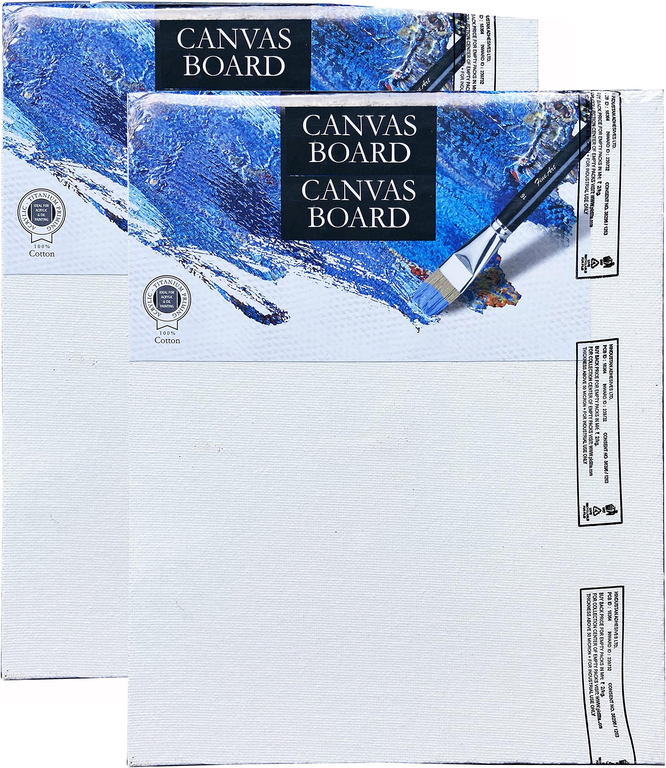 Seno Medium Grain Cotton Canvas Board, 20 x 25 cm, Pack of - 2