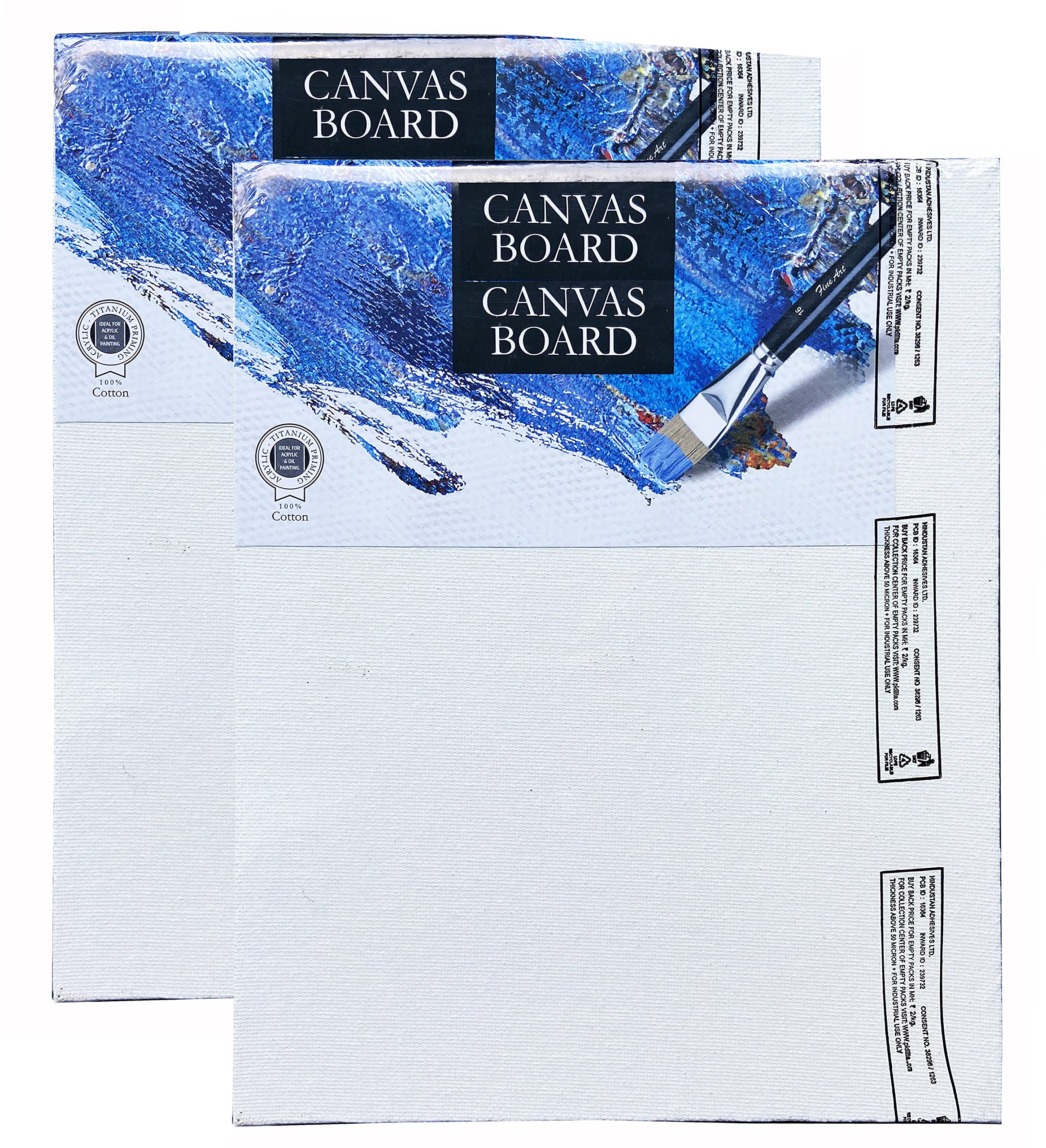 Seno Medium Grain Cotton Canvas Board, 20 x 25 cm, Pack of - 2