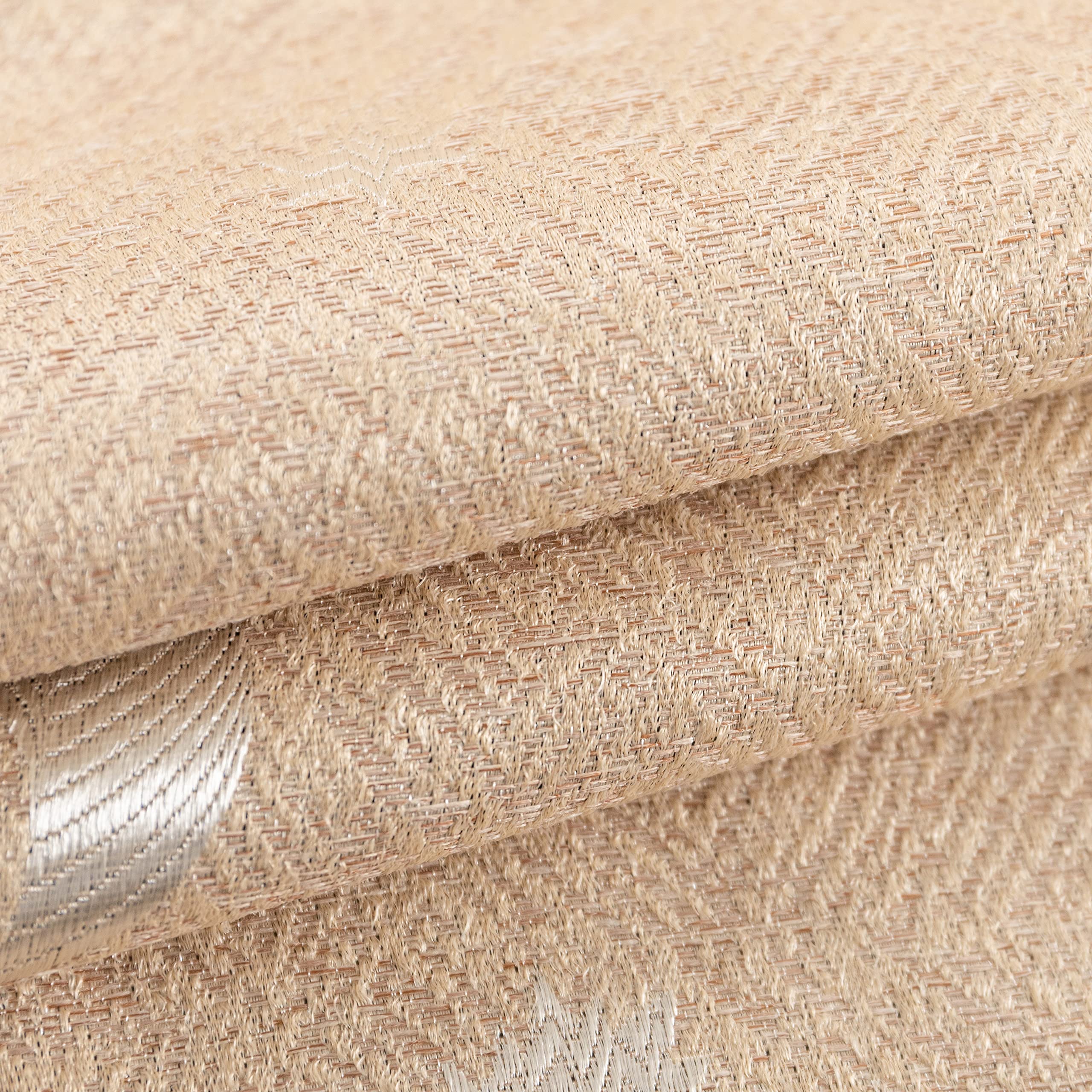 GIRASOLE HOME® Paire de rideaux Jacquard semi-occultants fantaisie Lune et étoiles rideau souple Thermique Isolant pour Chambre Chambre et Intérieur 2 panneaux avec œillets (beige étoiles, 140x275 cm)