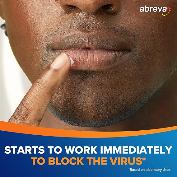 Abreva Docosanol 10% Cream Cold Sore Treatment, Fever Blister and Cold Sore Cream - 0.07 Oz Pump Bottle x 3