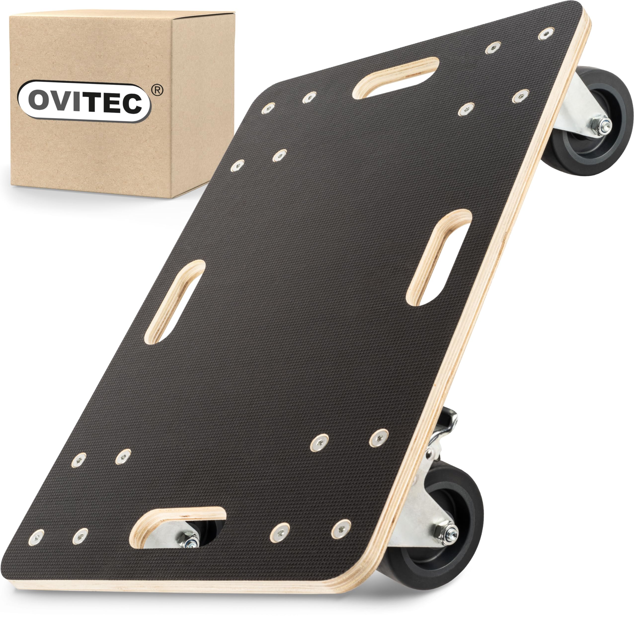 piano a rulli per carichi pesanti - ruote extra silenziose | capacità di carico di 400 kg | 60 x 40 cm | in legno di alta qualità in nero | per officina e trasporto | carrello di trasporto