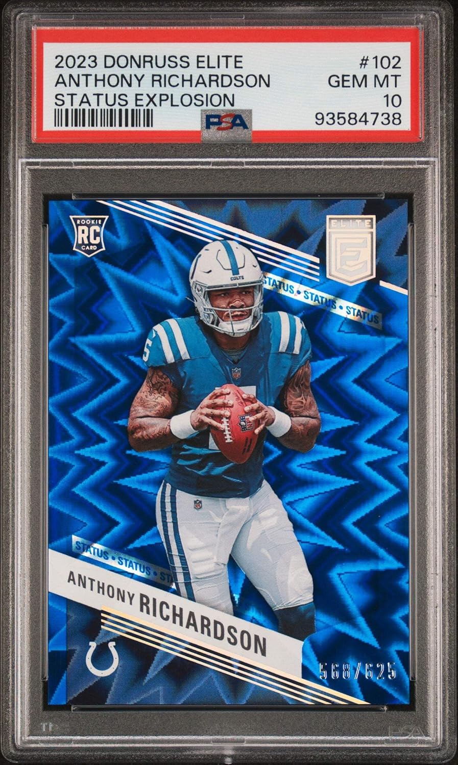 Graded 2023 Panini Donruss Elite Anthony Richardson #102 Status Explosion /625 Rookie RC Football Card PSA 10 Gem Mint