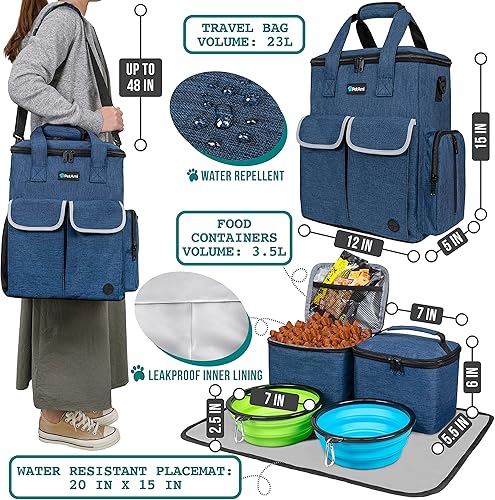 Miniatura 2 de PetAmi Bolsa de viaje para perros, suministros para mascotas, organizador de accesorios para viajes, camping, fin de semana kit de bolsa de viaje