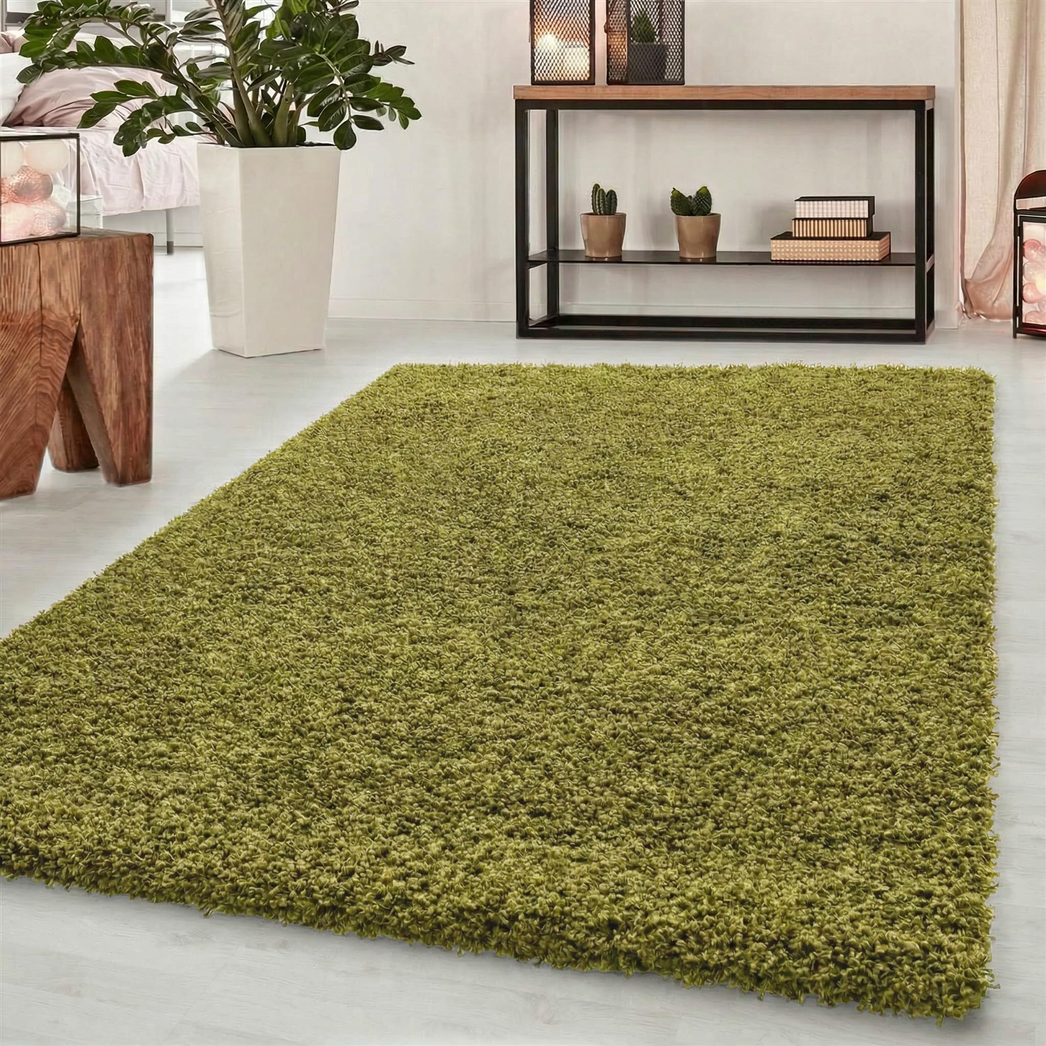 Abaseen Small Large Shaggy Rug Modern Rugs Living Room Extra Large Small Medium Rectangular Size Soft Touch Thick Pile Living Room Area Rugs Non Shedding (Green, 200x290 cm) — image 1
