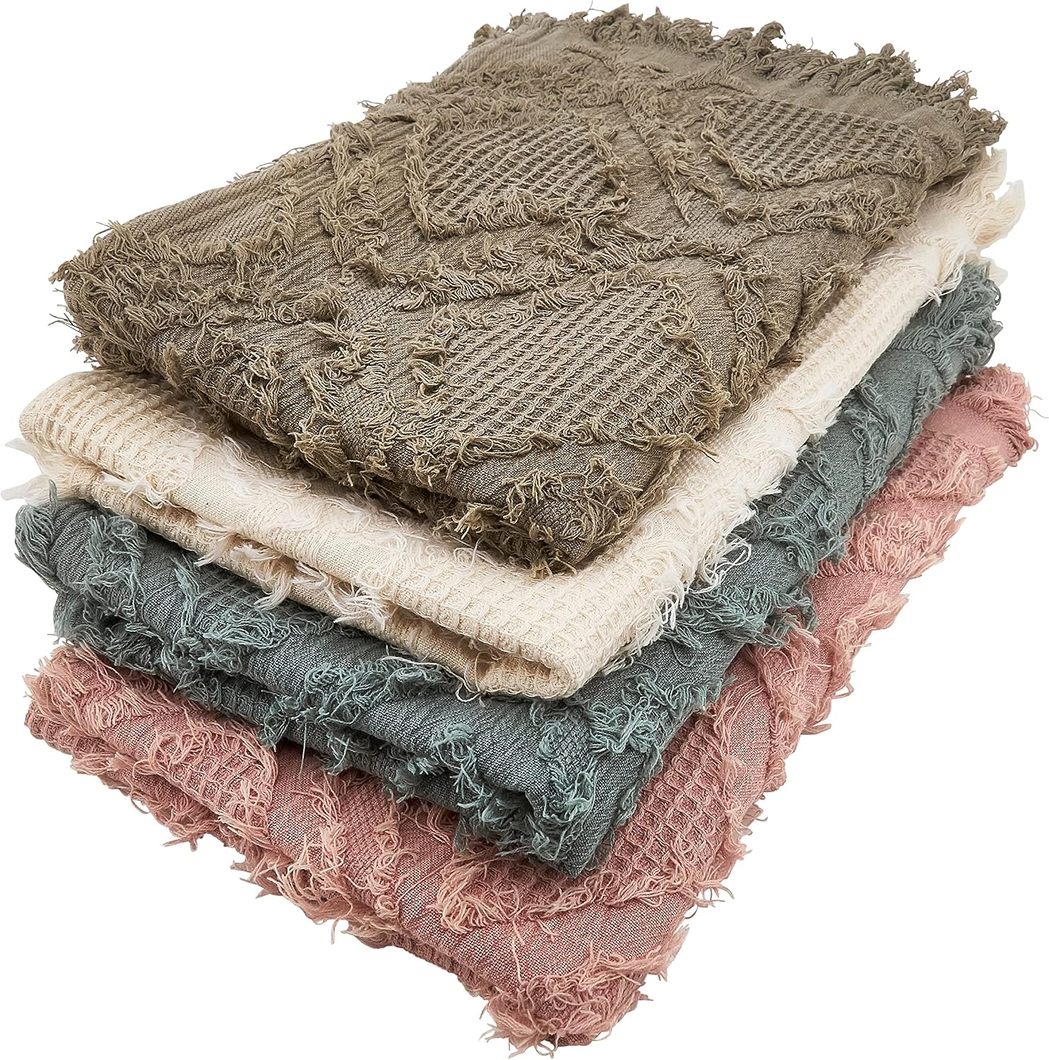 SARO LIFESTYLE Ivoryline Collection Fringe Waffle Weave Table Runner, 16" x 72", Natural image 5