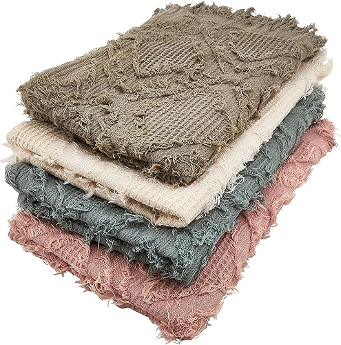 Miniatura 5 de SARO LIFESTYLE Ivoryline Collection - Camino de mesa con flecos, tejido de gofre, 16 x 90 pulgadas, natural