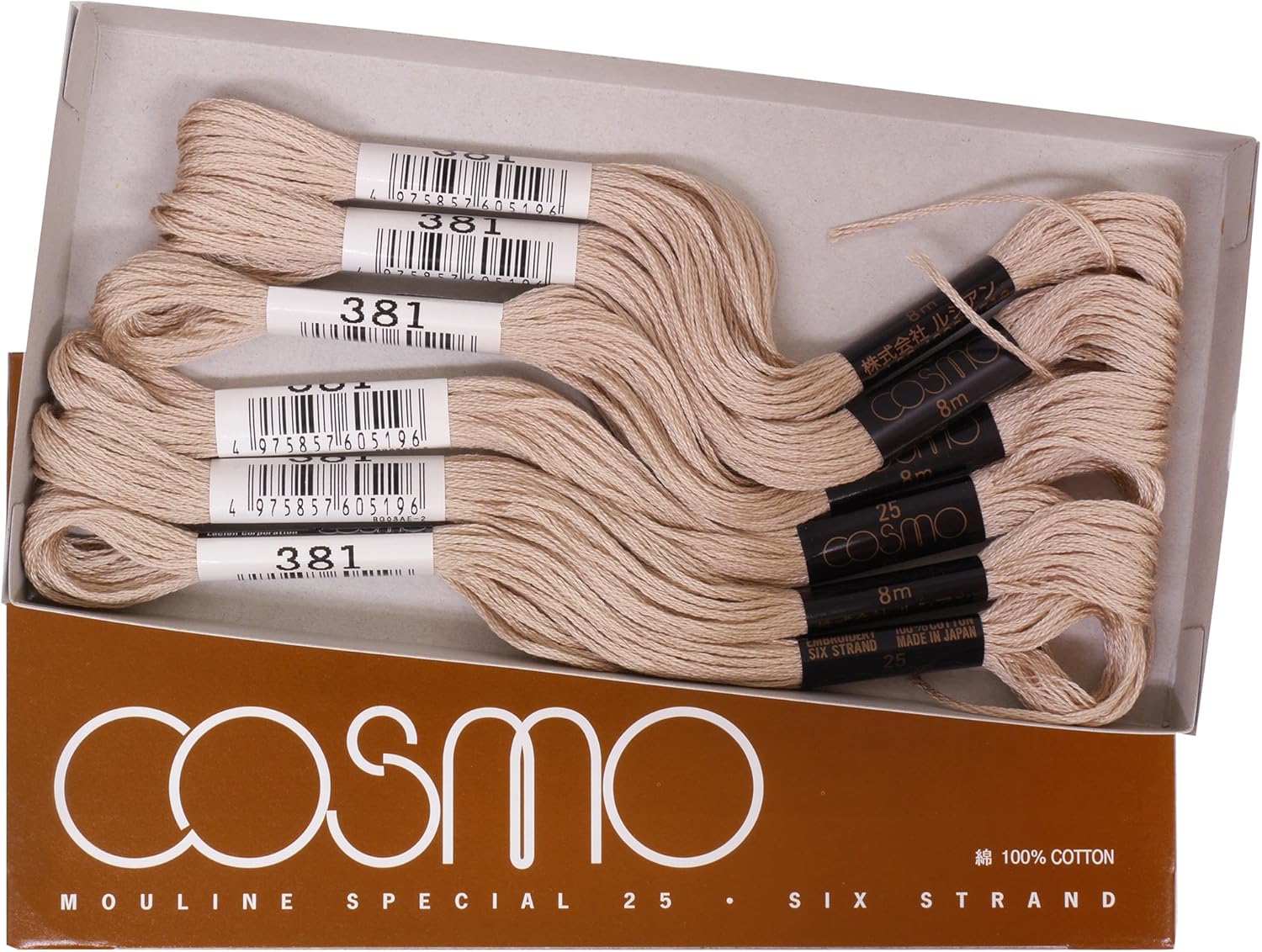Cosmo No. 25 Embroidery Thread, 26.2 ft (8 m) Bundles, 1 Box Containing 6 Bundles
