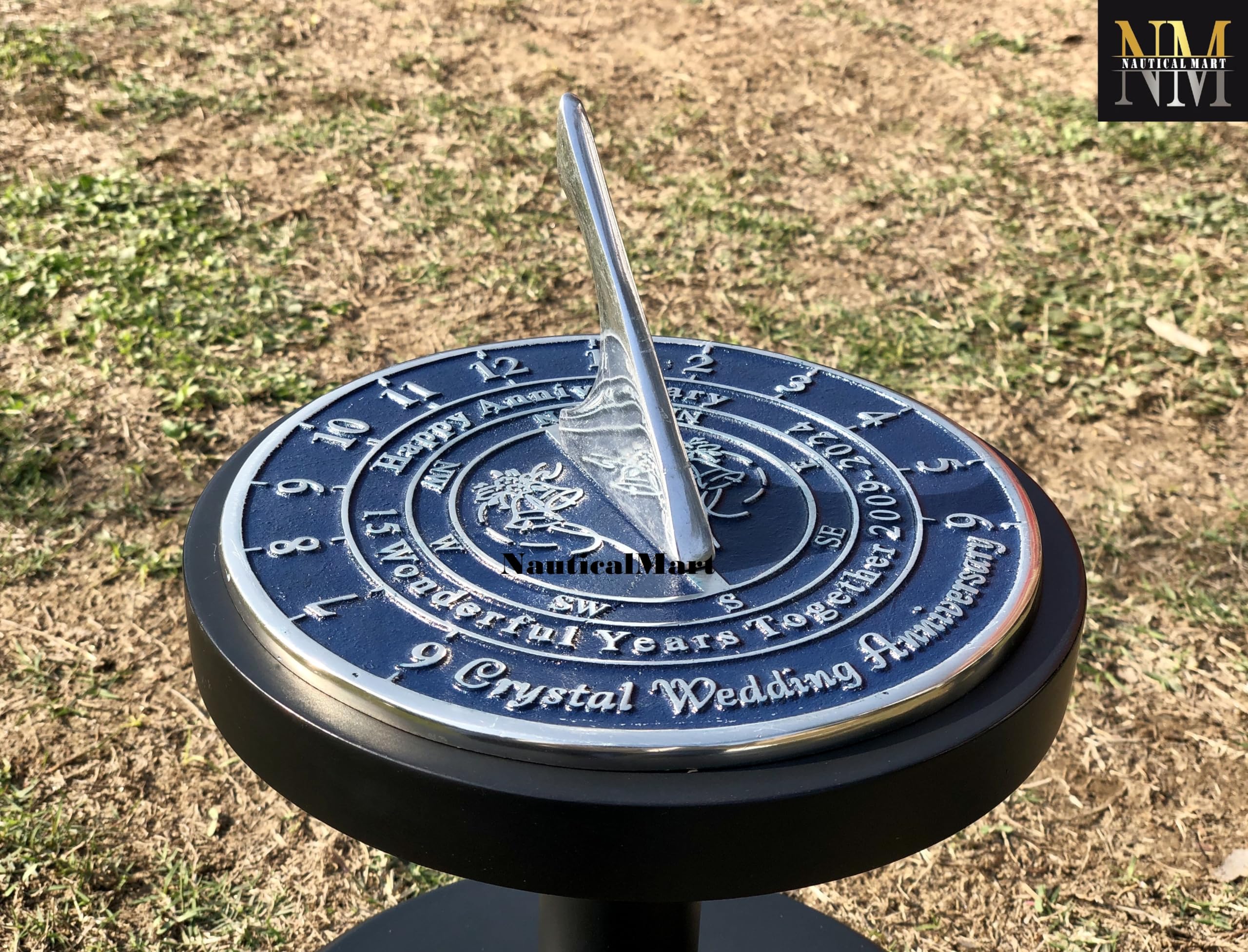 NauticalMart 15th Crystal Anniversary Unique Marriage Present for Parents, Grandparents, Friends, Husband or Wife, Couples, Him & Her Wedding Anniversary Sundial Gift 2024 (15th Anniversary)
