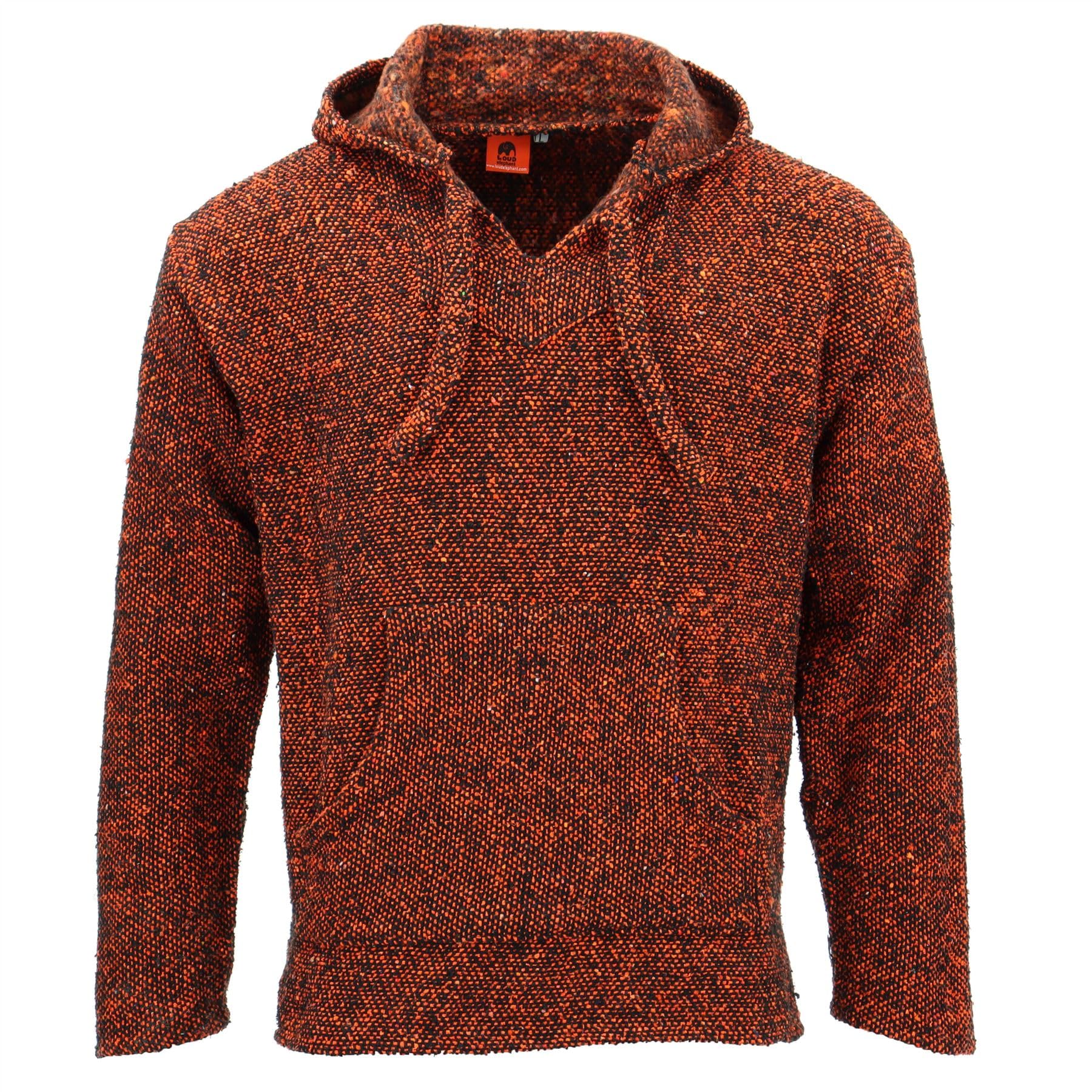 LOUDelephant Recycled Mexican Baja Jerga Hoody - Orange Fleck (Medium)
