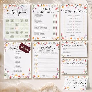 Wildflower Bridal Shower Games, Advice and Wishes Cards for the Mr and Mrs