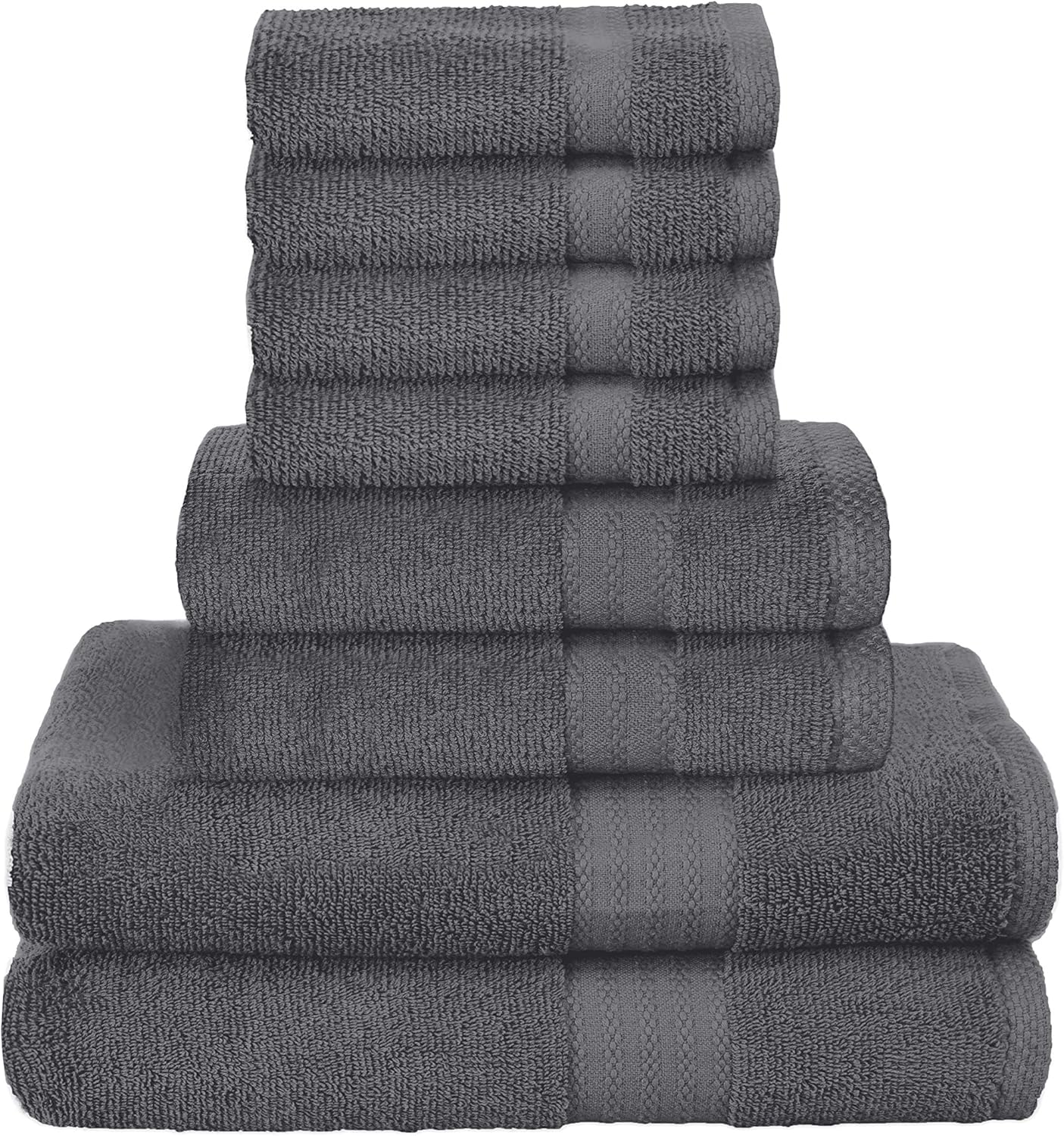 Glamburg Ultra Soft 8-Piece Towel Set - 100% Pure Ringspun Cotton, Contains 2 Oversized Bath Towels 30x54, 2 Hand Towels 16x28, 4 Wash Cloths 13x13 - Ideal for Everyday use, Hotel & Spa -Charcoal Grey : Home & Kitchen