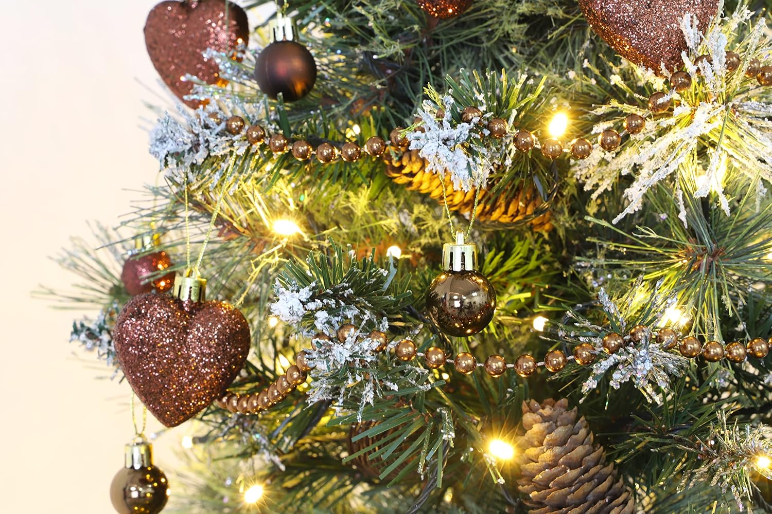 Christmas Concepts® Pack of 25-25mm Mini Christmas Tree Baubles - Shiny, Matte & Glitter Decorated Ornaments (Mocha) - Image 2