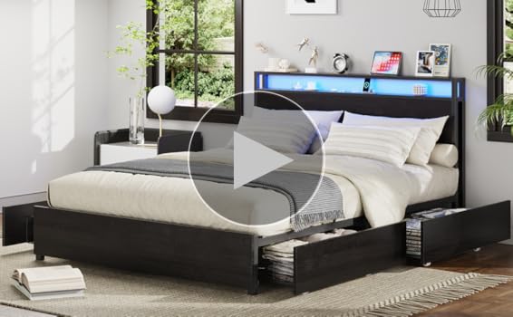 Amazon.com: Kiivakii Full Size Bed Frame with Headboard, LED