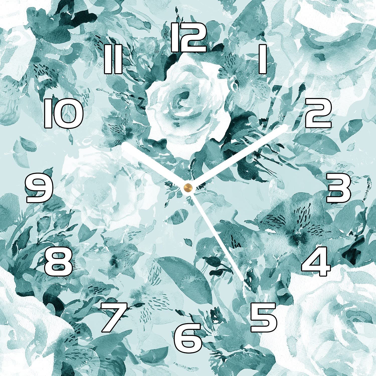 Horloge en verre de sécurité Coloray Fleurs Aqua 30x30 cm