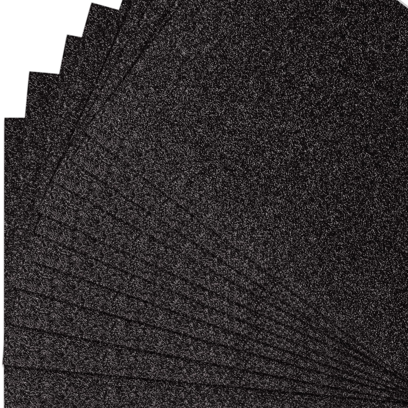 15 Sheets A4 Black Glitter Cardstock, 300gsm Non Shed Glitter Craft Paper for Scrapbook DIY Art Project Greeting Cards Party Decoration