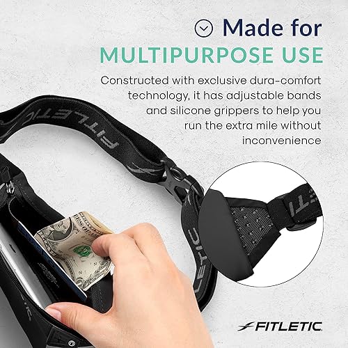 Miniatura 6 de Fitletic Cinturón deportivo moderno para correr para hombres y mujeres, bolsa resistente al agua, se adapta a todos los teléfonos inteligentes,