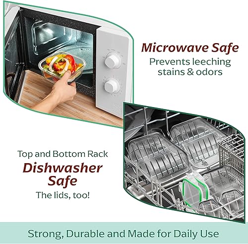 Miniatura 6 de Fusion Gourmet Paquete versátil de almacenamiento de alimentos de vidrio 6 recipientes redondos y 6 cuadradosrectangulares, herméticos, a prueba de