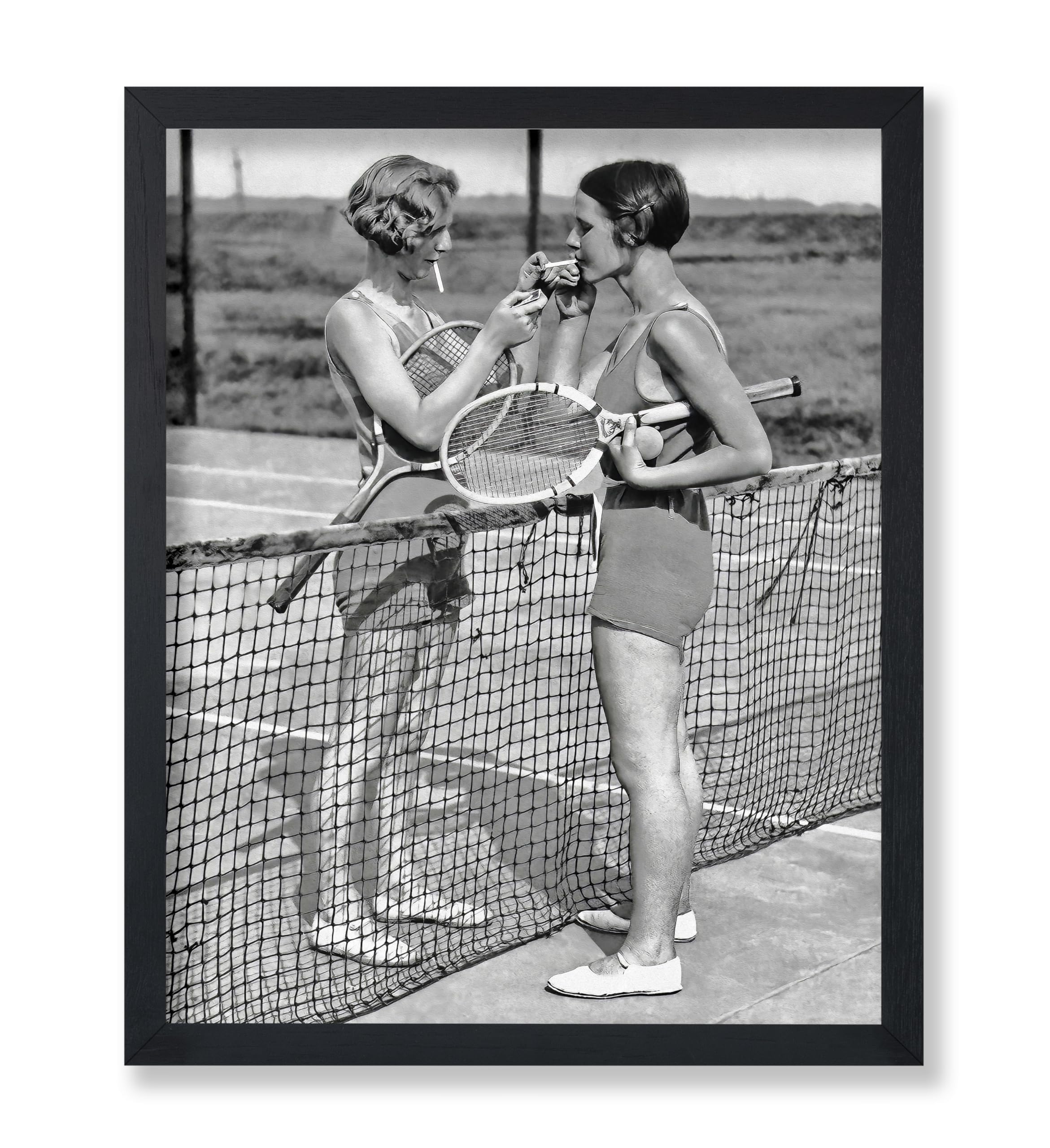 Poster Master Vintage Tennis Poster - Retro Girls Smoking Print - Cigarette Art - Sports Art - Fashion Art - Gift for Men & Women - Chic Wall Decor for Bedroom or Living Room - 8x10 UNFRAMED Wall Art