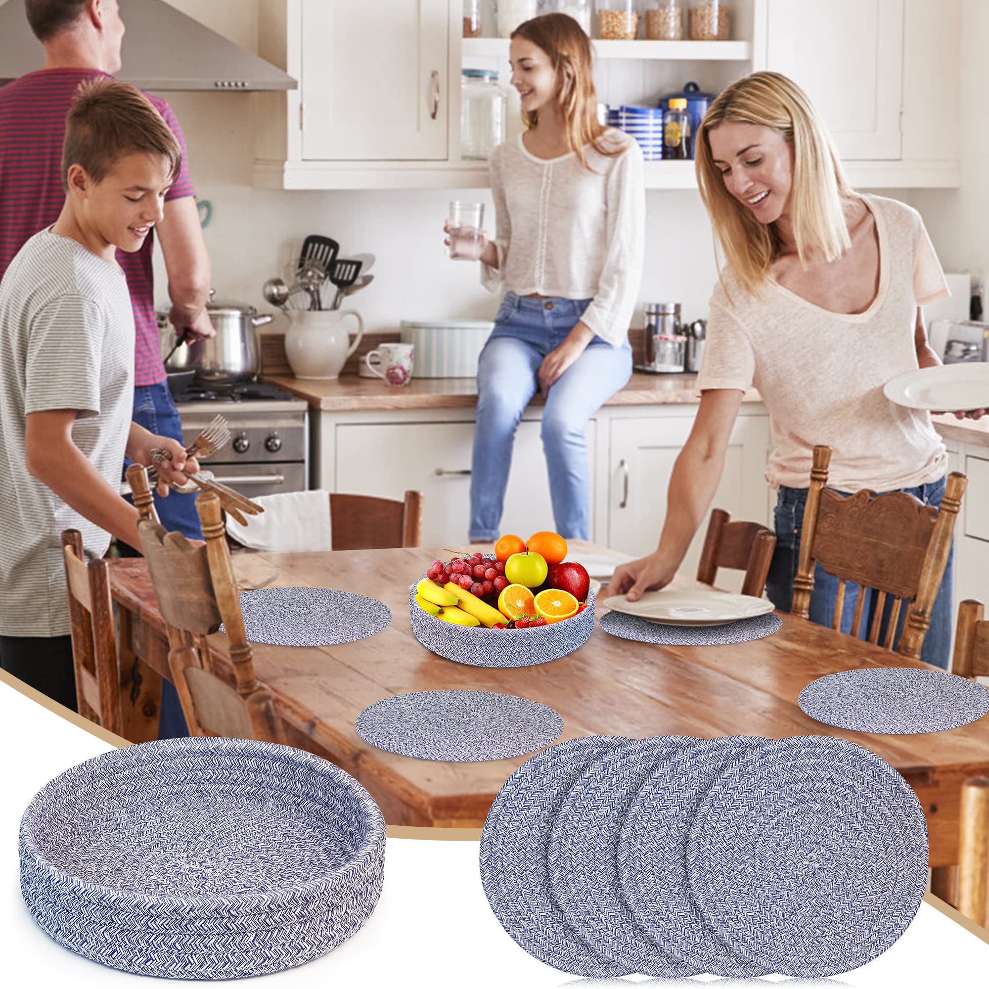 TOPZEA Confezione Da 9 Sottopentola Intrecciati A Mano – In Foglie Di Mais, 18 Cm, Spessi E Resistenti Al Calore, Per Cucina E Tavola, Colorati Casuali