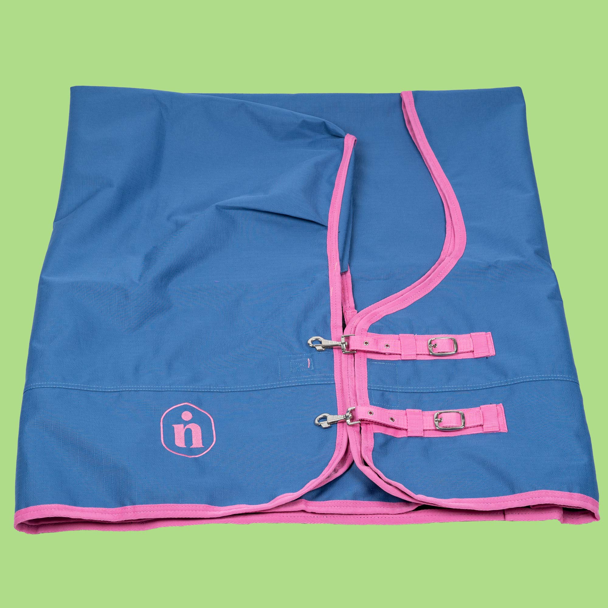 Pferdedecke-Winter indira pro 400g Wasserdicht Ripstop 1200d high-Neck (145 cm, Blau 01 - Pink 01)