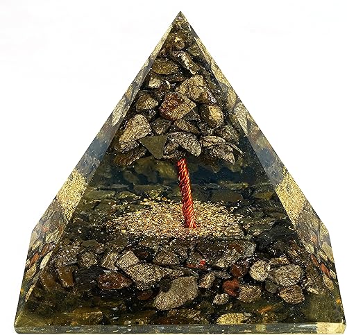 Pirámide de cristal de orgón con colgante para energía positiva, dinero y buena suerte, cristales curativos de turmalina negra para decoración del