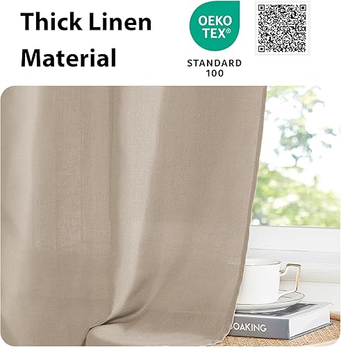 Miniatura 5 de NICETOWN 4 paneles de cenefas de lino para ventana de cocina, cenefas con bolsillo para barra, para sala de estar, aula, cenefa de cortina rústica