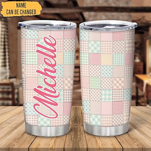 Miniatura 2 de Hyturtle Regalos personalizados para los amantes de la costura, vaso de acero inoxidable con nombre impreso de costura, 20 onzas con tapa, idea de