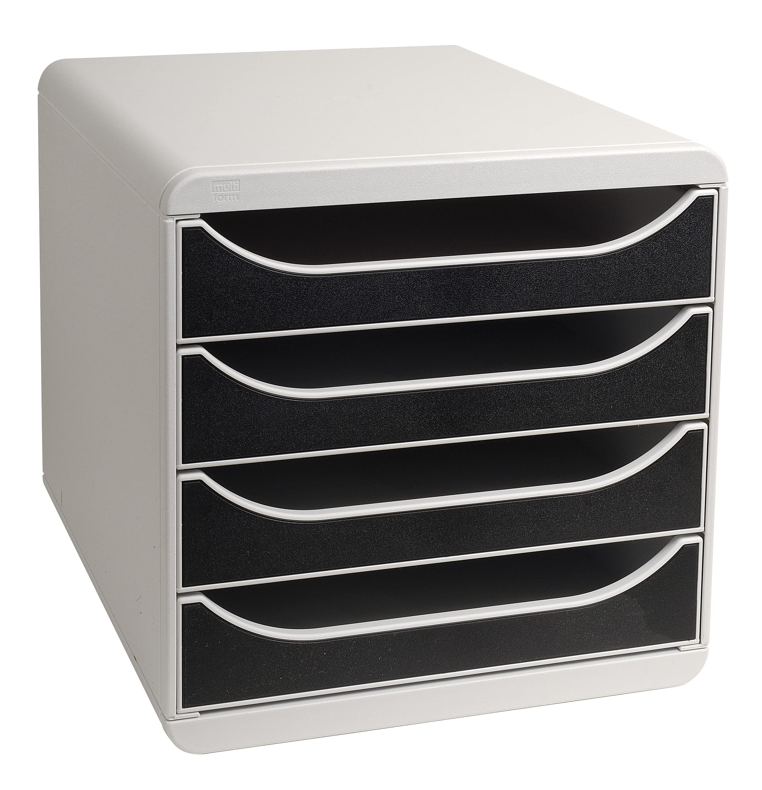 Exacompta 310014D - Módulo individual para documentos A4 + con 4 cajones, ultra-rígido y con stop de seguridad - 347x278x267 mm - BIG-BOX - Gris claro/negro