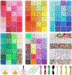4200pcs Poney Perles Kit pour la fabrication de bracelet, Rainbow Kandi Perles avec des perles de lettres, DIY Bracelet d'amitié Kit de fabrication de bijoux, Arts et artisanat Cadeau pour les adolescentes