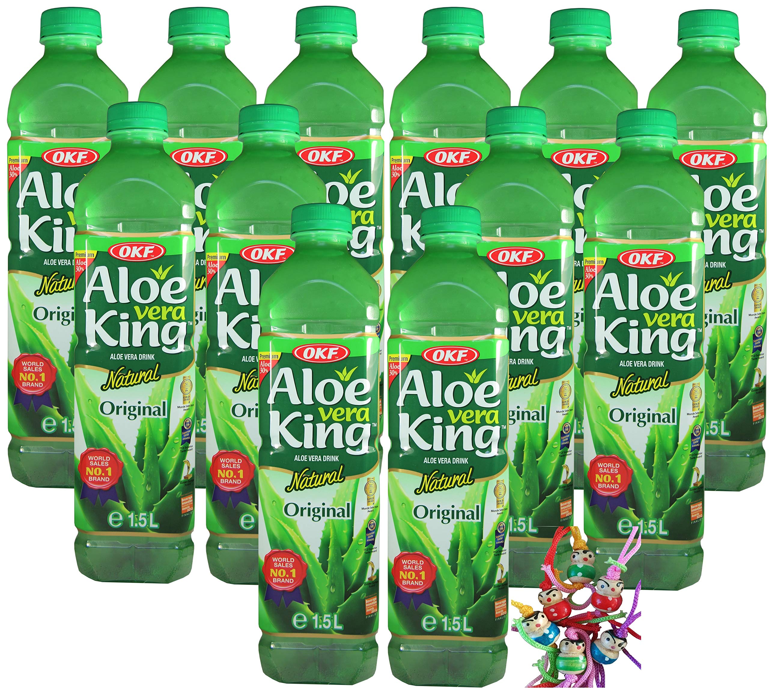 yoaxia  - [ 12x 1,5 Literl ] OKF Aloe Vera King Getrnk mit 30% Aloe /  Natural / Drink / inkl. 12x0,25 Einwegpfand + ein kleines Glckspppchen -  Holzpppchen : Amazon.de: Lebensmittel & Getrnke