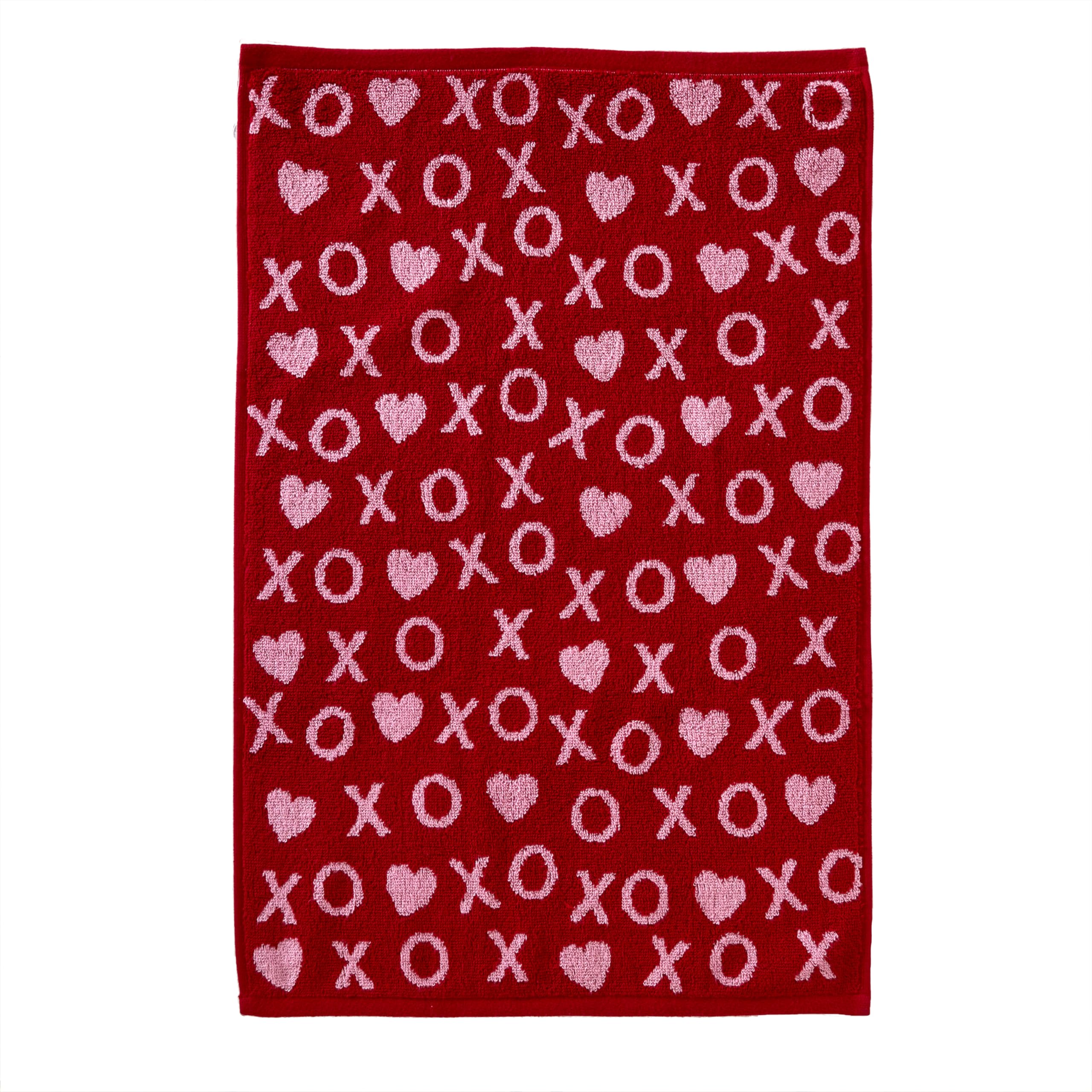 SKL Home Valentine's Day Xs and Os Hand Towel Set, 2 Count, Red, 16" x 25" - Image 2