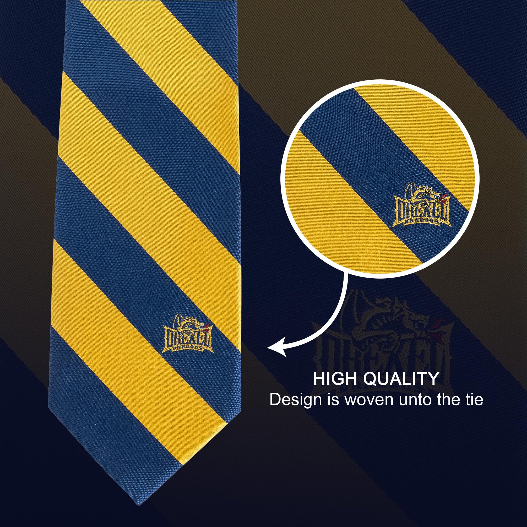 Desert Cactus Drexel University Tie Dragons 100% Polyester with Logo Officially Licensed (Style A)