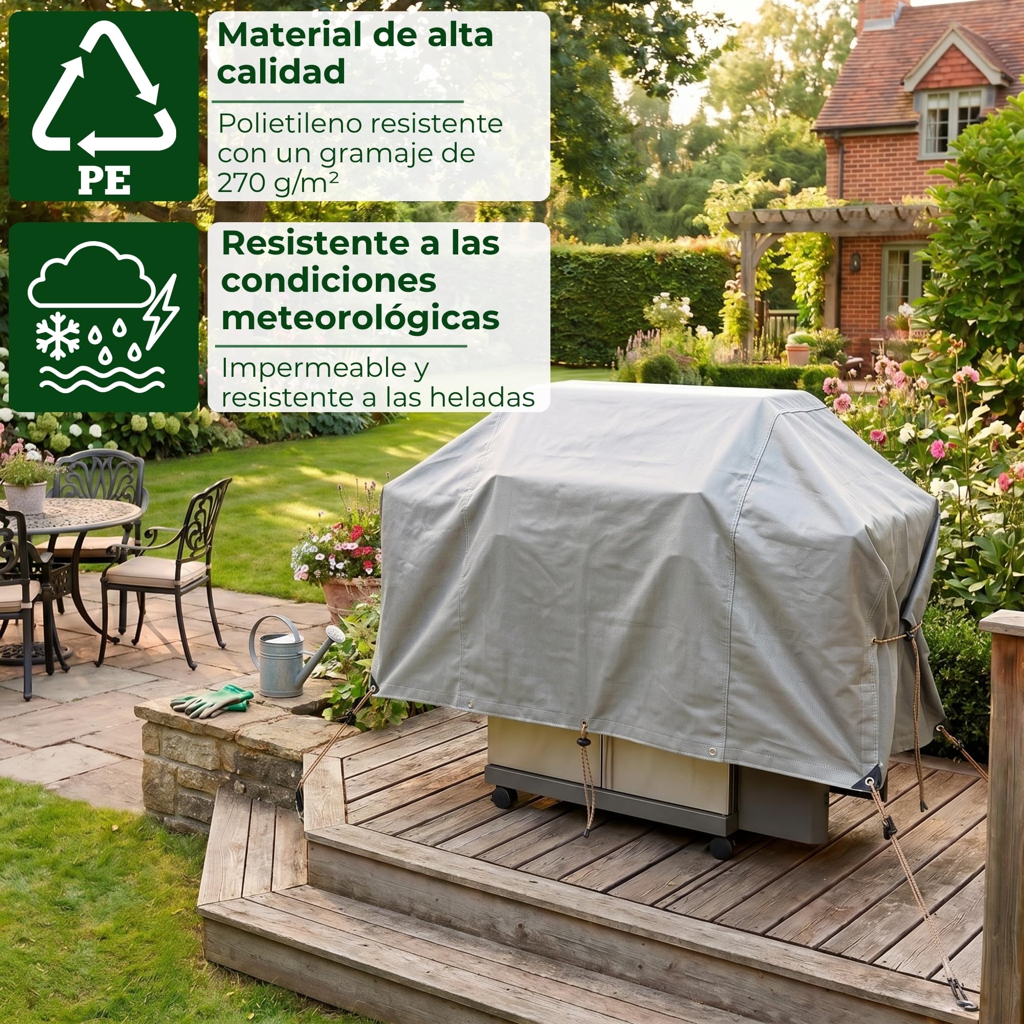 SPRINGOS Lona de protección, 6 x 8 m, Esquinas reforzadas, Ojales de Polietileno, 270 g/m2, Lona de protección, Lona de Camping, Impermeable, Doble Cara