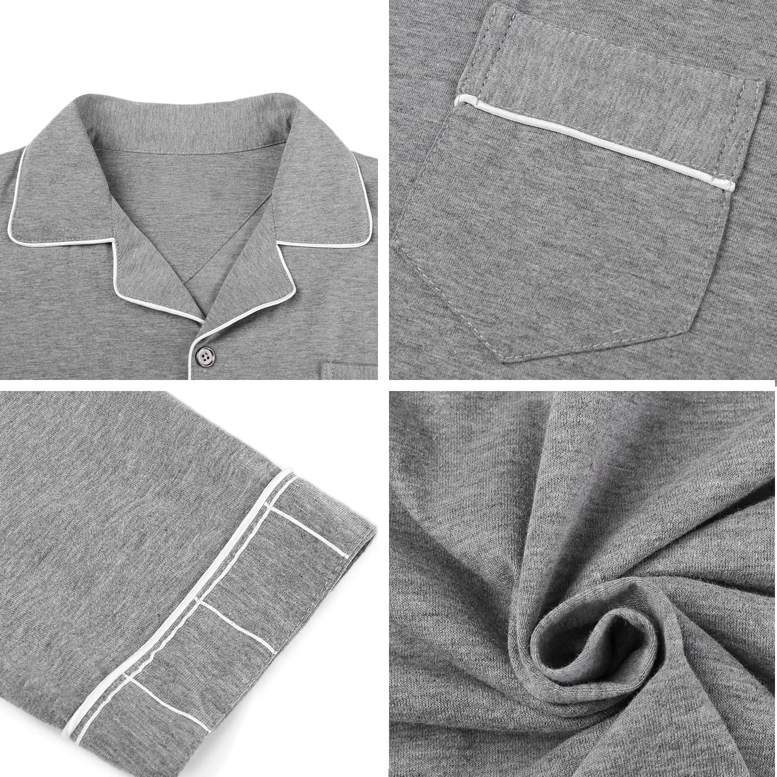 Bresdk Pigiama Uomo Cotone Lungo Invernale Manica Lunga con Bottoni Pigiami Due Pezzi Classico Aperto Davanti Caldo e Morbido