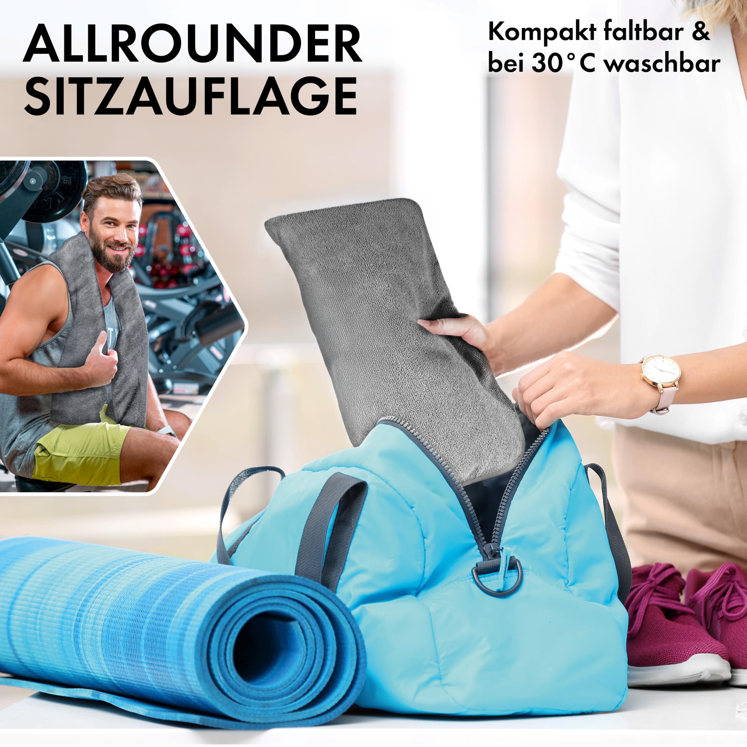 Walser Auto Sitzauflage Vordersitz aus Frottee, 2er Set Sitzaufleger, waschbarer Sitzschoner Auto, Universal Auto-Sitzauflage, Autositz-Überwurf, Schonbezug Autositz vorne 2 Stück grau