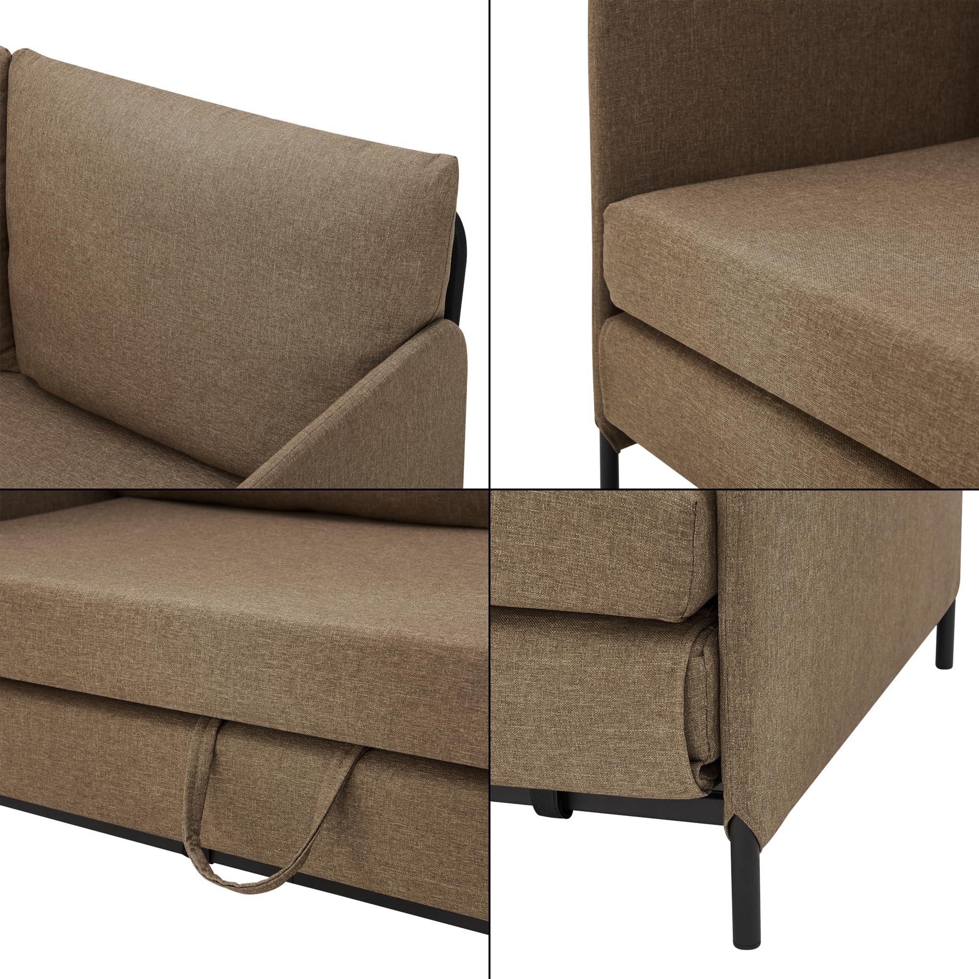 [en.casa] Divano Letto Estensibile Letto a Scomparsa 1 Piazza e Mezza 120 x 186 cm Letto per Ospiti con 2 Cuscini Schienali Posti di Seduta per 2 Persone Sofa Imbottita - Marrone