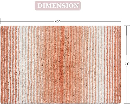 Miniatura 3 de Home Weavers Gradation Collection - Alfombra de baño 100 % algodón, suave y absorbente, antideslizante, lavable a máquina, para suelo de baño,