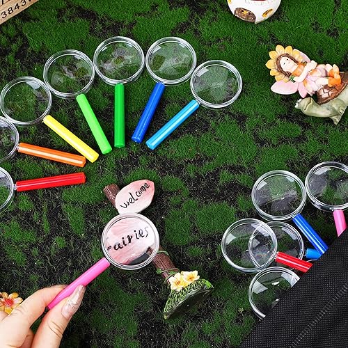 Miniatura 4 de Elcoho Paquete de 16 lupas de plástico coloridas para recuerdos de fiesta, juguetes educativos con bolsa de almacenamiento, 8 colores