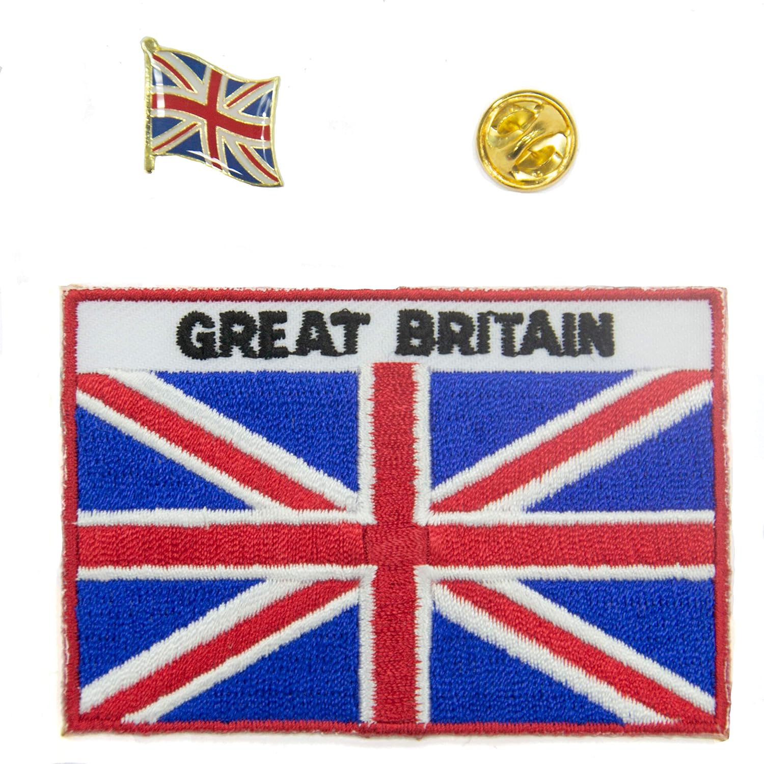 A-ONE - British Embroidered Patch+ United Kindom Flag Pinbadges, UK Great Britain Iron On Sew On Emblem Applique Patch NO.015A