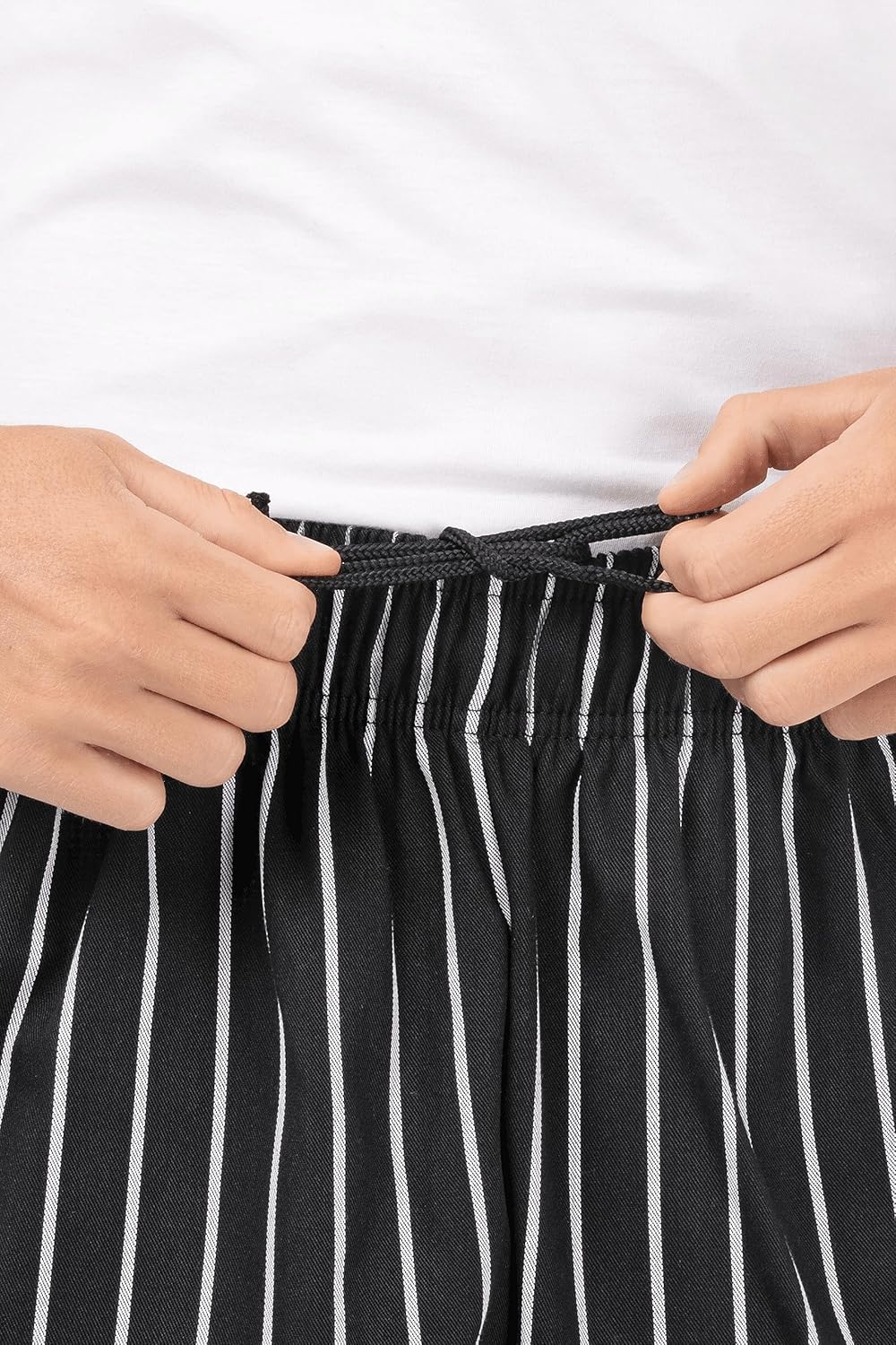 Black and White Striped Baggy Chef Pants