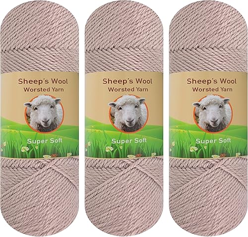 Paquete de 3 hilos de lana de oveja para tejer y hacer ganchillo, 10.58oz de lana de oveja de cordero