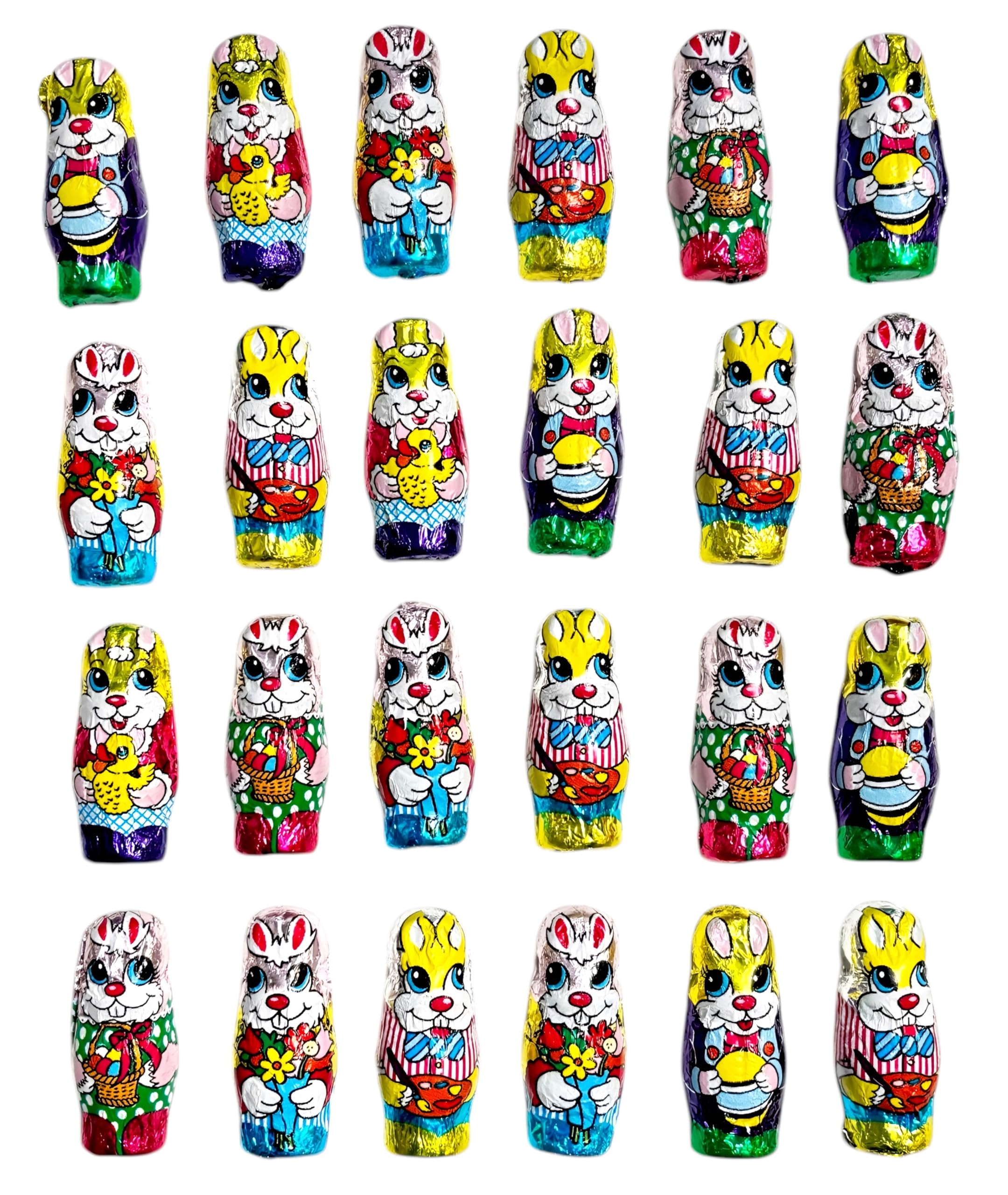 Osterdeko Sparpack, 24 Osterhasen aus Schokolade einzeln verpackt, 170g CAPTAIN PLAY Oster Schokolade zum Verzieren und Dekorieren