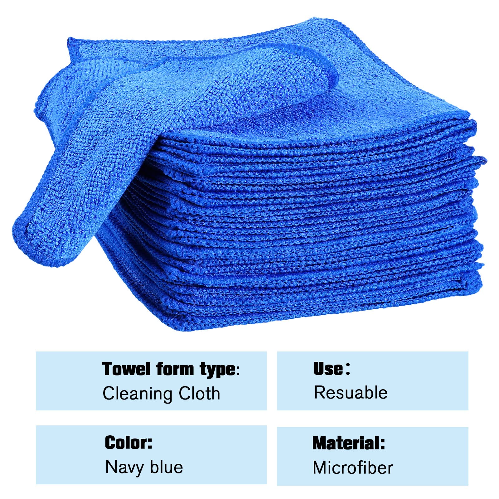 Tanlade Panno per la pulizia a secco, panno per la pulizia, strofinacci da cucina in microfibra per lavaggio auto (15,2 x 15,2 cm, blu, 50 pezzi)