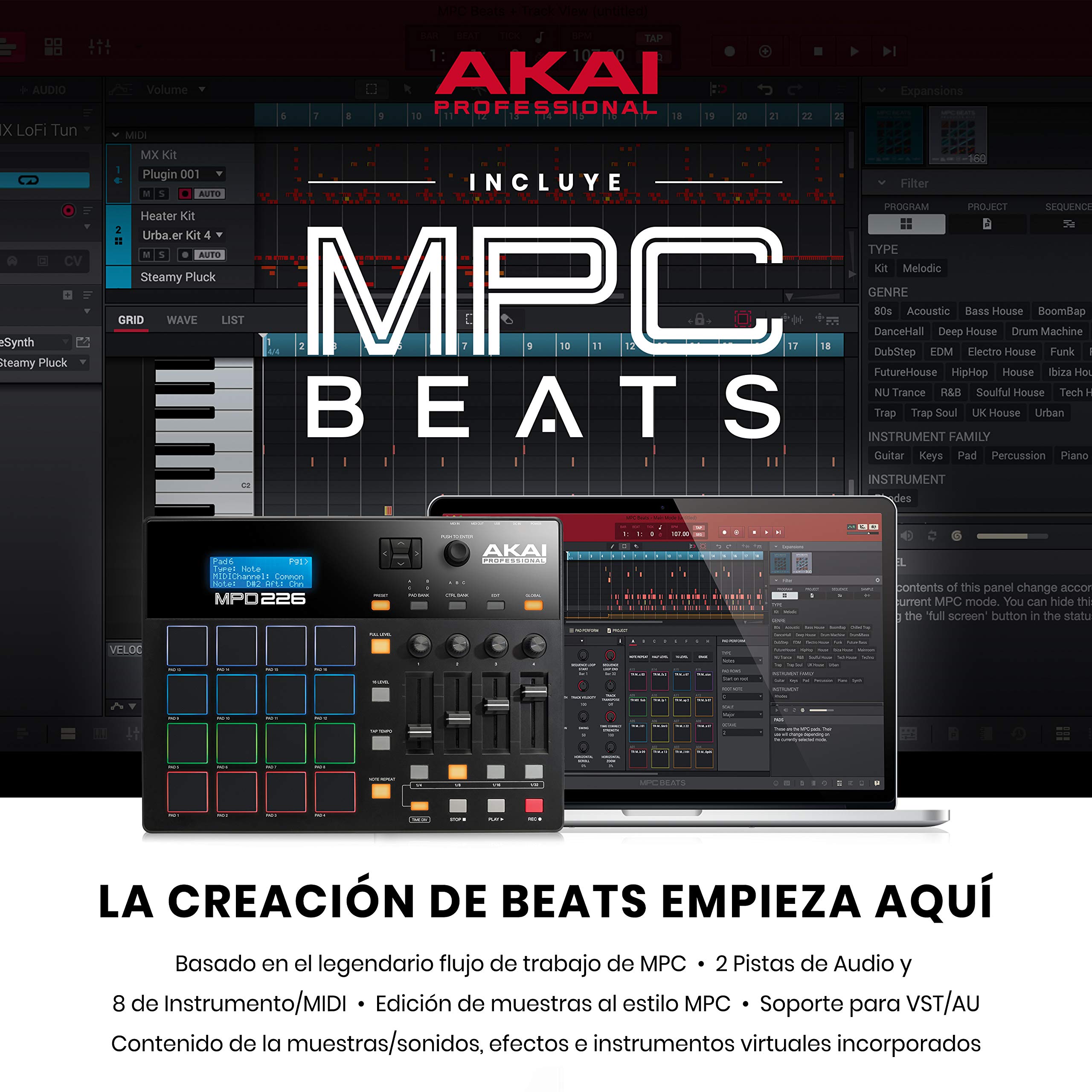 AKAI Professional MPD 226 - Controlador USB MIDI ultra-portátil