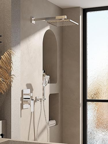 Miniatura 66 de Gabrylly Sistema de ducha dorado, juego de grifo de ducha montado en la pared para baño con cabezal de ducha de lluvia de alta presión de 10 Oro